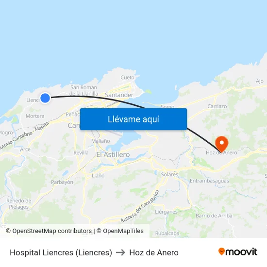 Hospital Liencres (Liencres) to Hoz de Anero map
