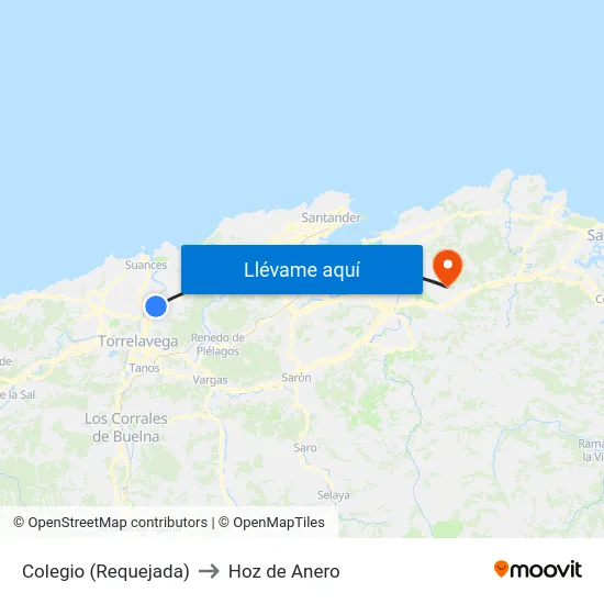 Colegio (Requejada) to Hoz de Anero map
