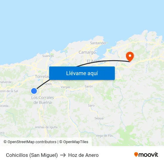Cohicillos (San Miguel) to Hoz de Anero map