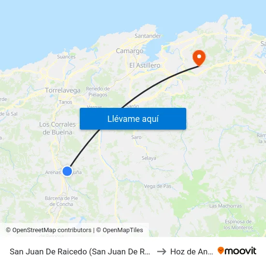 San Juan De Raicedo (San Juan De Raicedo) to Hoz de Anero map