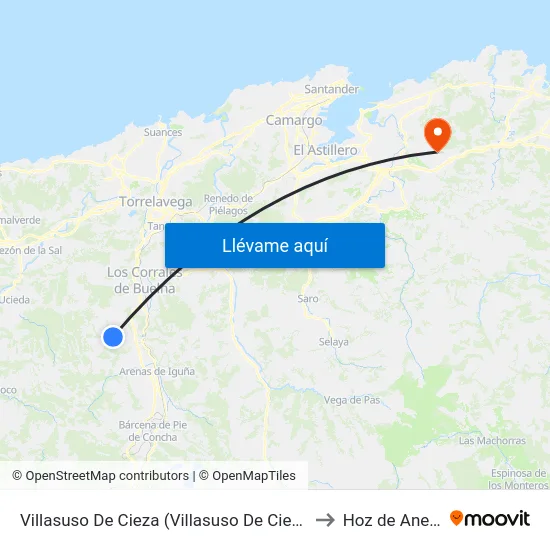 Villasuso De Cieza (Villasuso De Cieza) to Hoz de Anero map