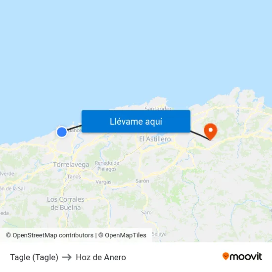 Tagle (Tagle) to Hoz de Anero map