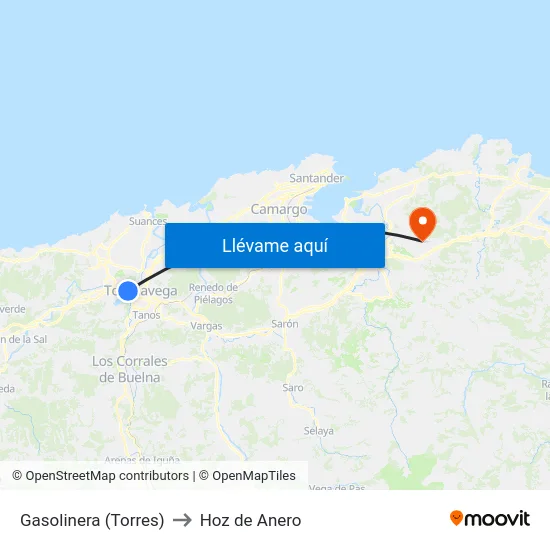 Gasolinera (Torres) to Hoz de Anero map