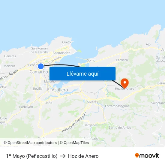 1º Mayo (Peñacastillo) to Hoz de Anero map