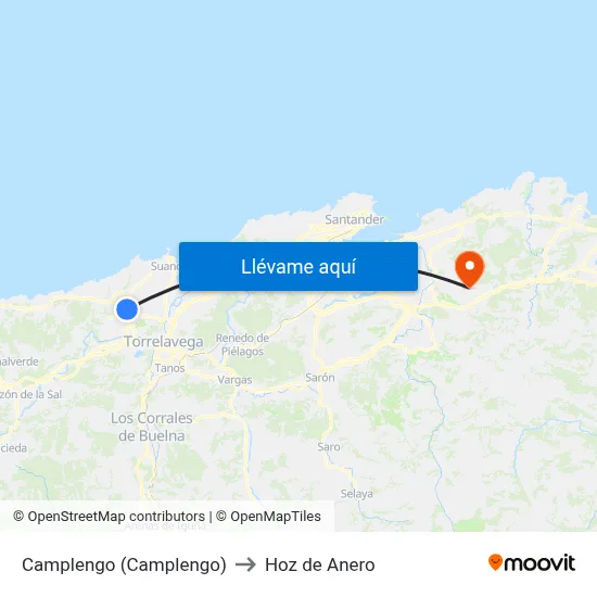 Camplengo (Camplengo) to Hoz de Anero map