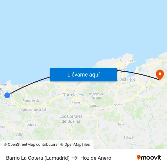 Barrio La Cotera (Lamadrid) to Hoz de Anero map