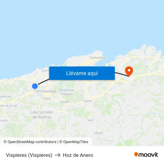 Vispieres (Vispieres) to Hoz de Anero map