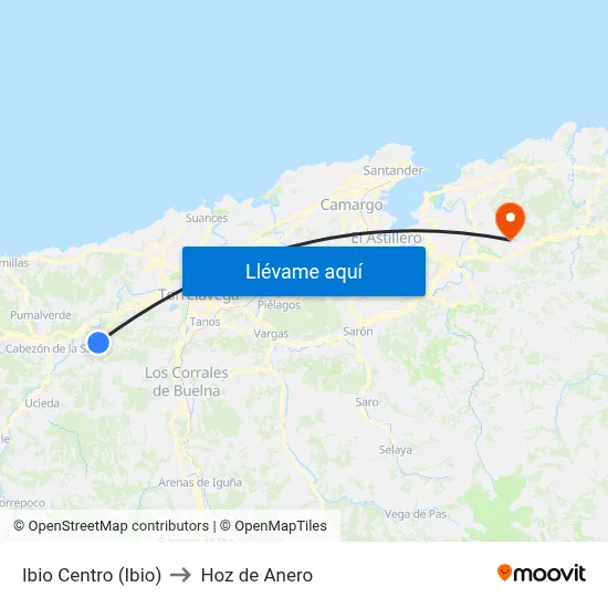 Ibio Centro (Ibio) to Hoz de Anero map