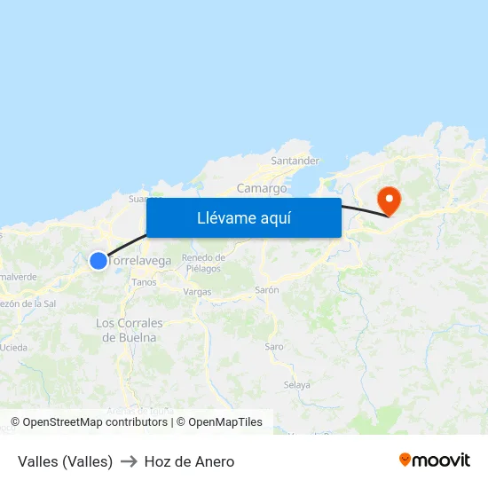Valles (Valles) to Hoz de Anero map