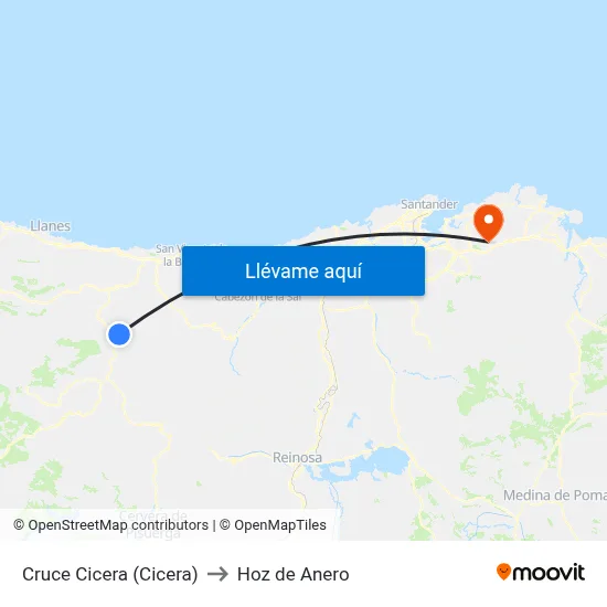 Cruce Cicera (Cicera) to Hoz de Anero map