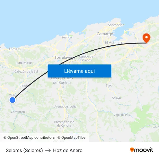 Selores (Selores) to Hoz de Anero map