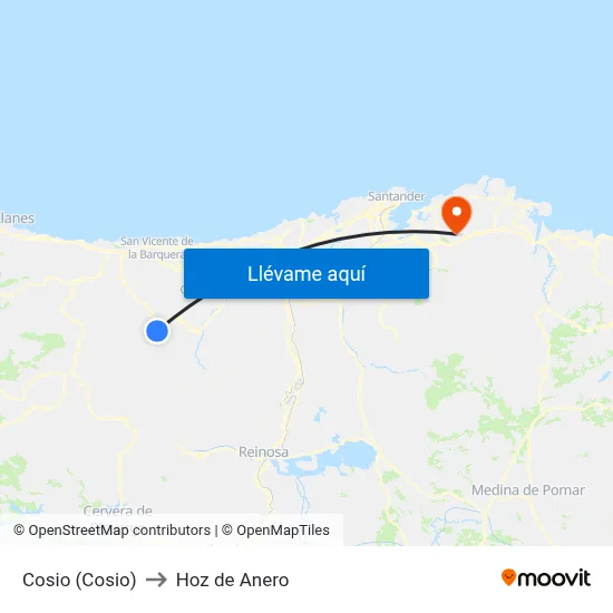 Cosio (Cosio) to Hoz de Anero map