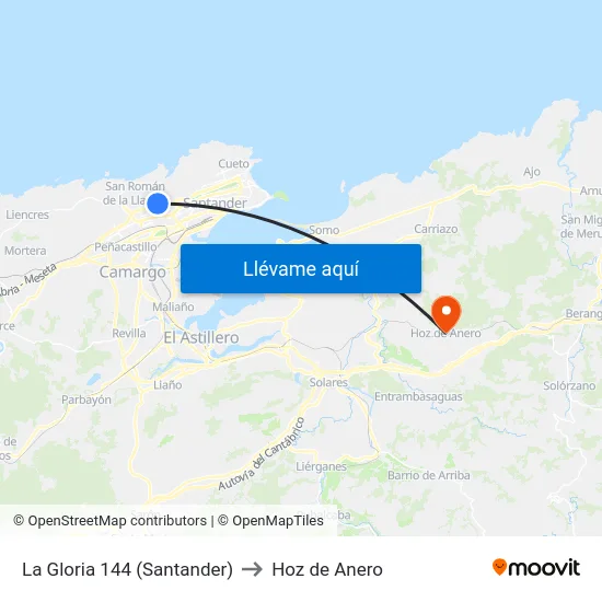 La Gloria 144 (Santander) to Hoz de Anero map