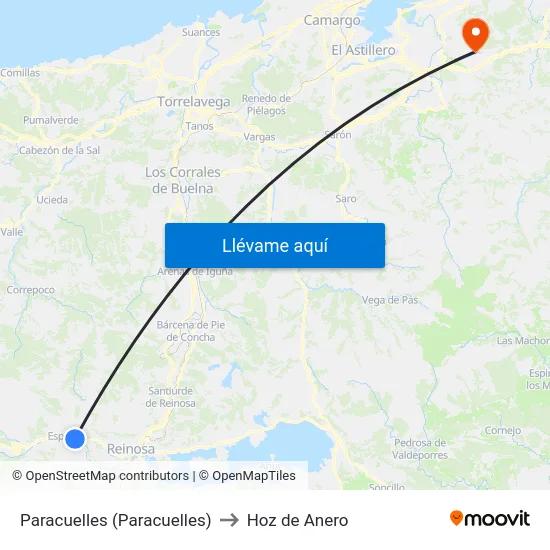 Paracuelles (Paracuelles) to Hoz de Anero map