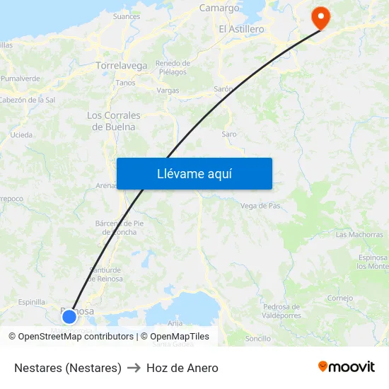 Nestares (Nestares) to Hoz de Anero map