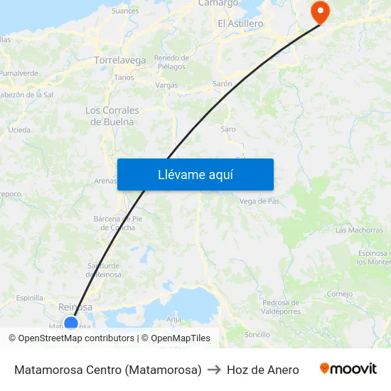 Matamorosa Centro (Matamorosa) to Hoz de Anero map