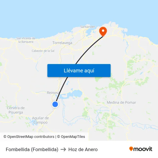 Fombellida (Fombellida) to Hoz de Anero map