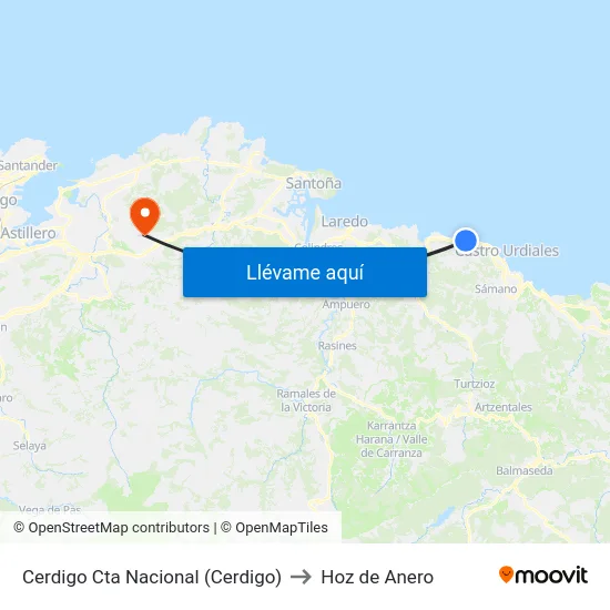 Cerdigo Cta Nacional (Cerdigo) to Hoz de Anero map