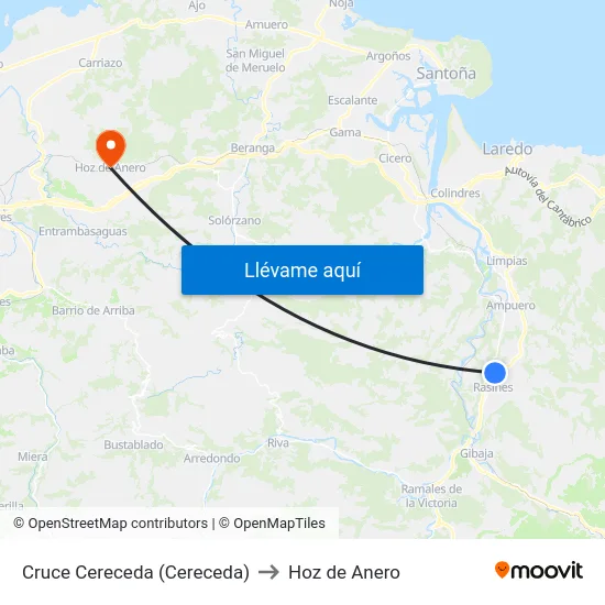 Cruce Cereceda (Cereceda) to Hoz de Anero map