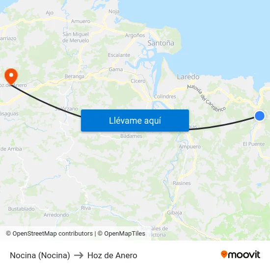 Nocina (Nocina) to Hoz de Anero map