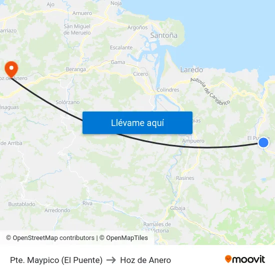 Pte. Maypico (El Puente) to Hoz de Anero map
