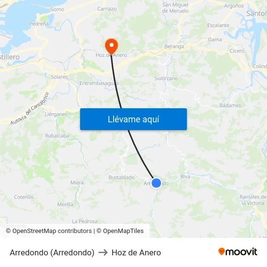 Arredondo (Arredondo) to Hoz de Anero map