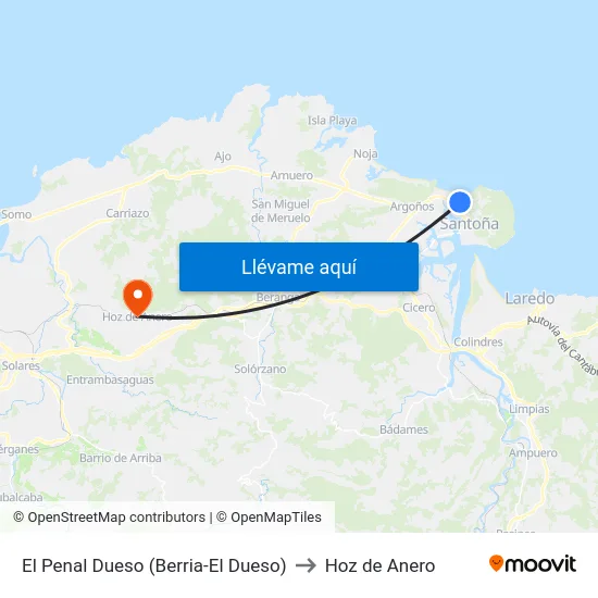 El Penal Dueso (Berria-El Dueso) to Hoz de Anero map