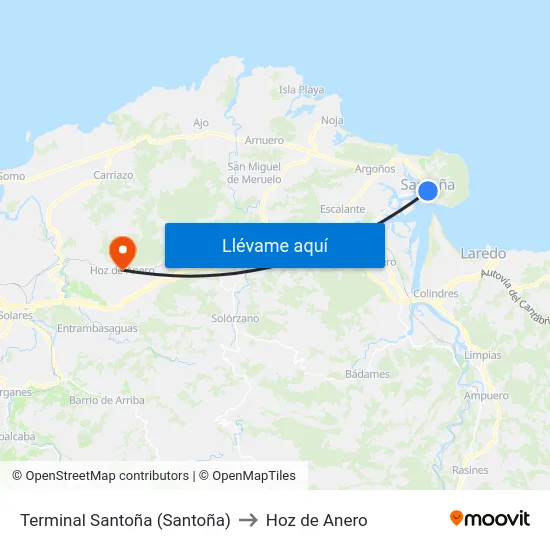 Terminal Santoña (Santoña) to Hoz de Anero map