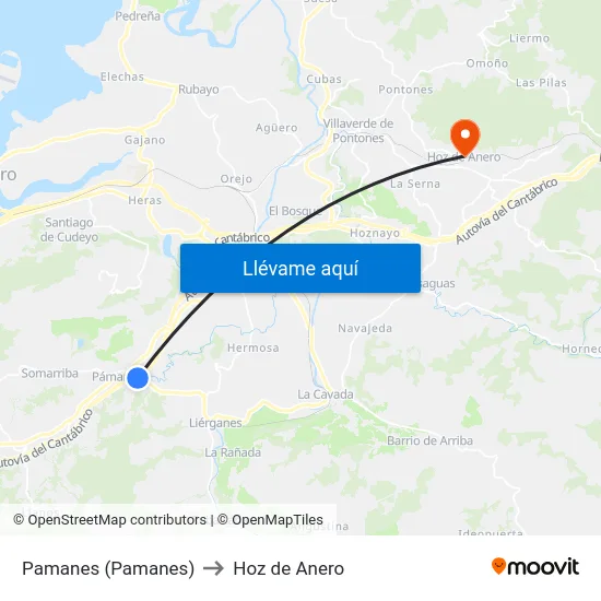 Pamanes (Pamanes) to Hoz de Anero map