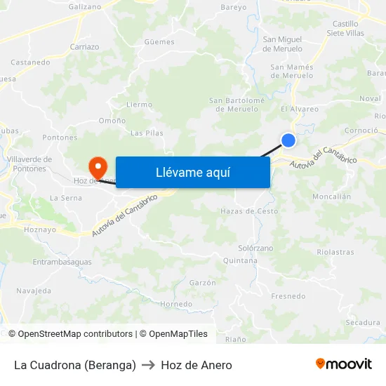 La Cuadrona (Beranga) to Hoz de Anero map