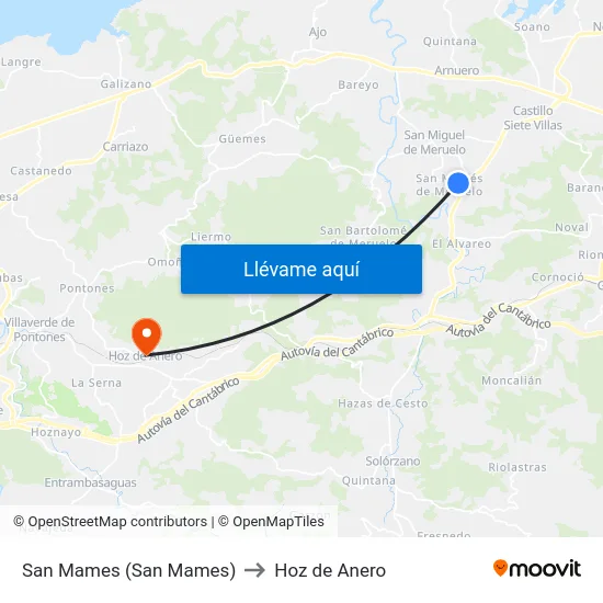 San Mames (San Mames) to Hoz de Anero map