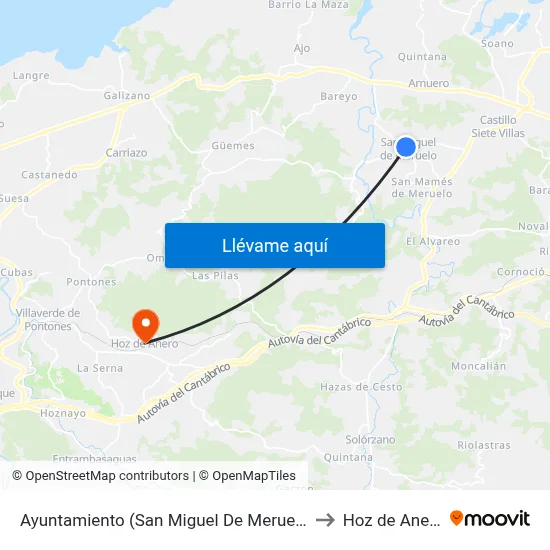 Ayuntamiento (San Miguel De Meruelo) to Hoz de Anero map