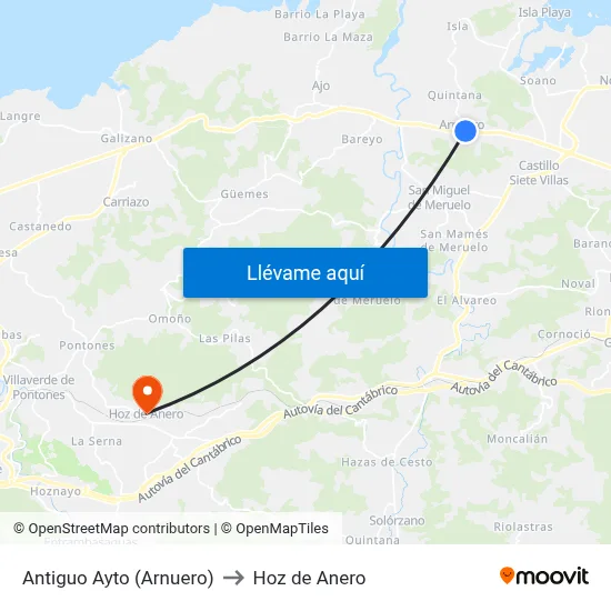 Antiguo Ayto (Arnuero) to Hoz de Anero map