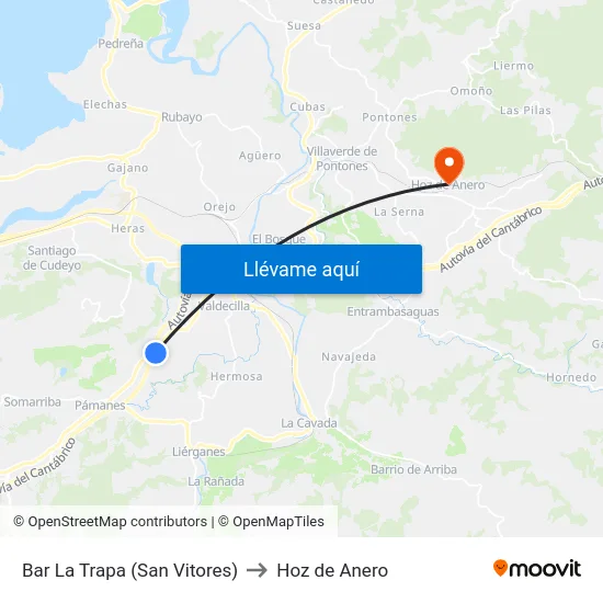 Bar La Trapa (San Vitores) to Hoz de Anero map