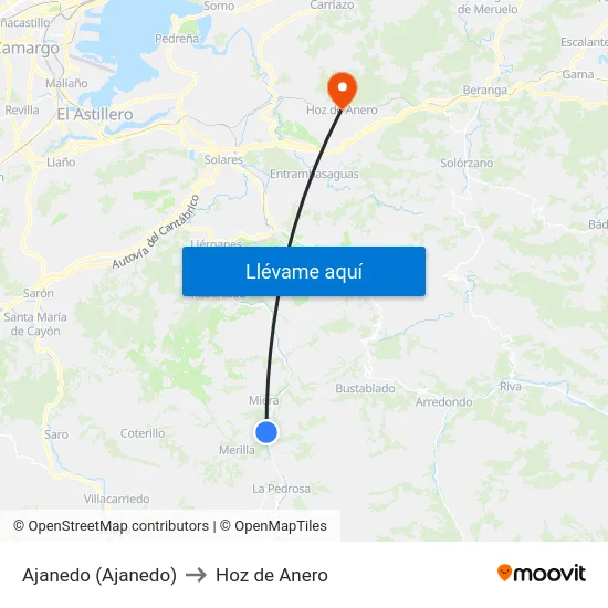 Ajanedo (Ajanedo) to Hoz de Anero map
