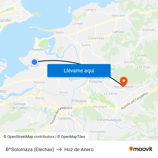 BºSolomaza (Elechas) to Hoz de Anero map