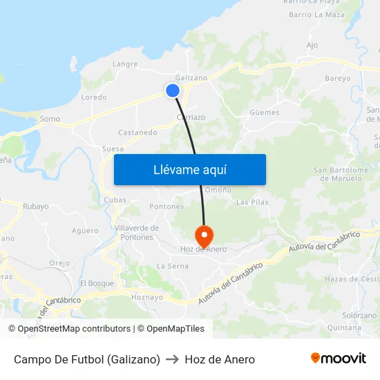 Campo De Futbol (Galizano) to Hoz de Anero map