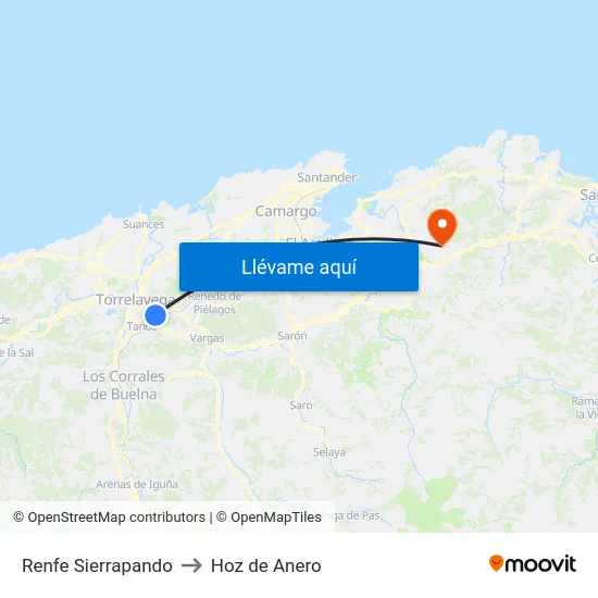 Renfe Sierrapando to Hoz de Anero map