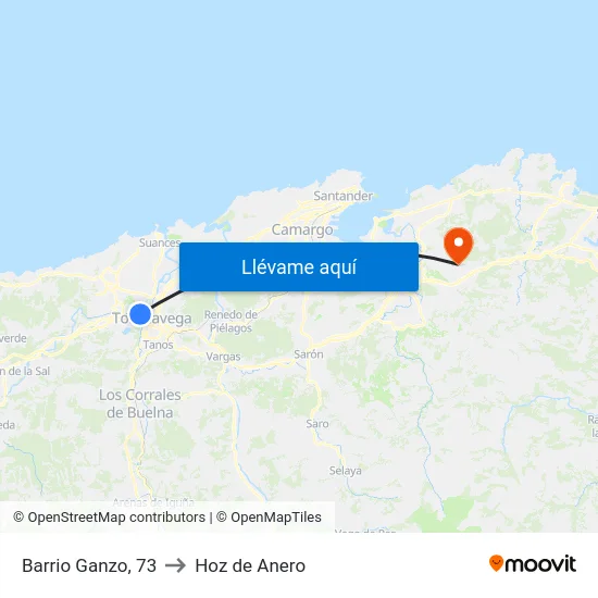 Barrio Ganzo, 73 to Hoz de Anero map