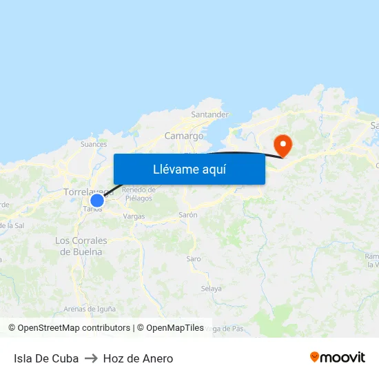 Isla De Cuba to Hoz de Anero map