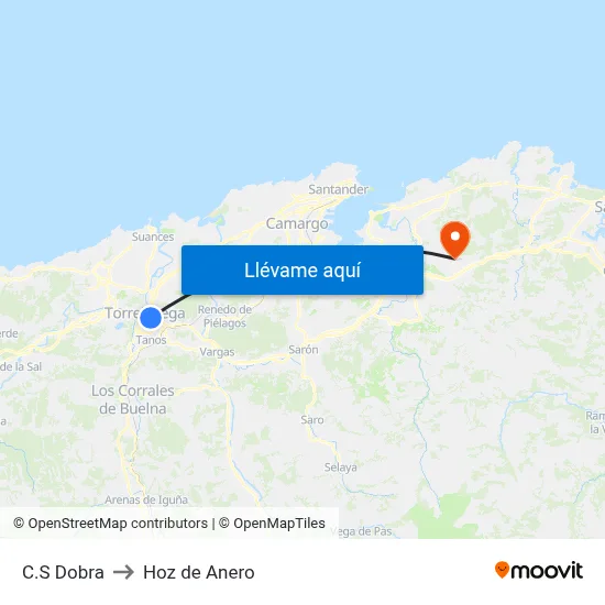 C.S Dobra to Hoz de Anero map