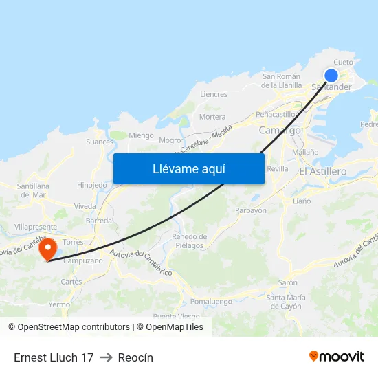 Ernest Lluch 17 to Reocín map