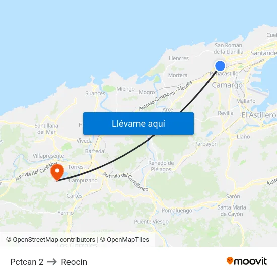 Pctcan 2 to Reocín map
