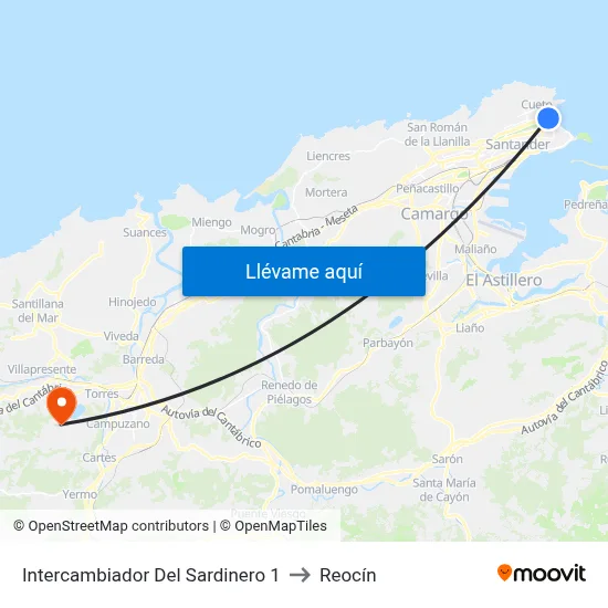 Intercambiador Del Sardinero 1 to Reocín map