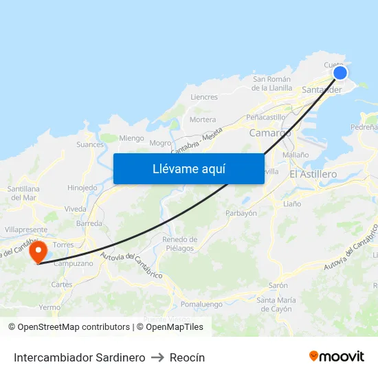 Intercambiador Sardinero to Reocín map