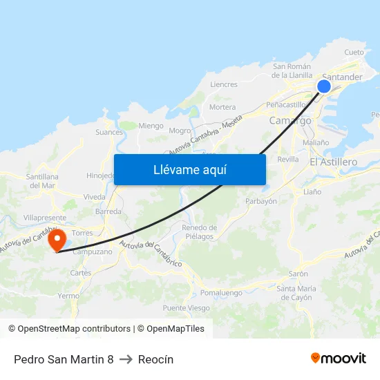 Pedro San Martin 8 to Reocín map