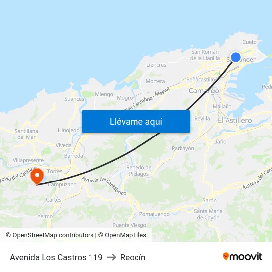 Avenida Los Castros 119 to Reocín map