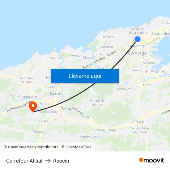 Carrefour Alisal to Reocín map