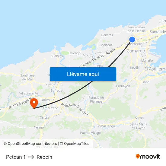 Pctcan 1 to Reocín map