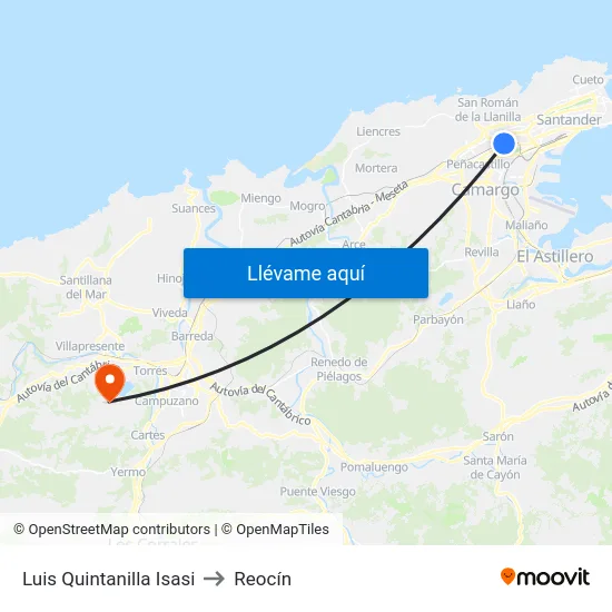Luis Quintanilla Isasi to Reocín map